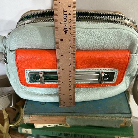 orYANY leather crossbody bag/tan-blue-gray-orange new w/o tags - Picture 8 of 9